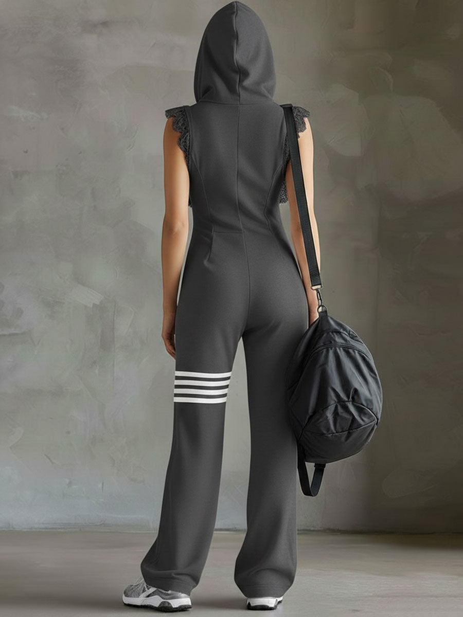 Daniela | Mono deportivo retro con capucha y rayas – estilo vintage, cómodo y versátil