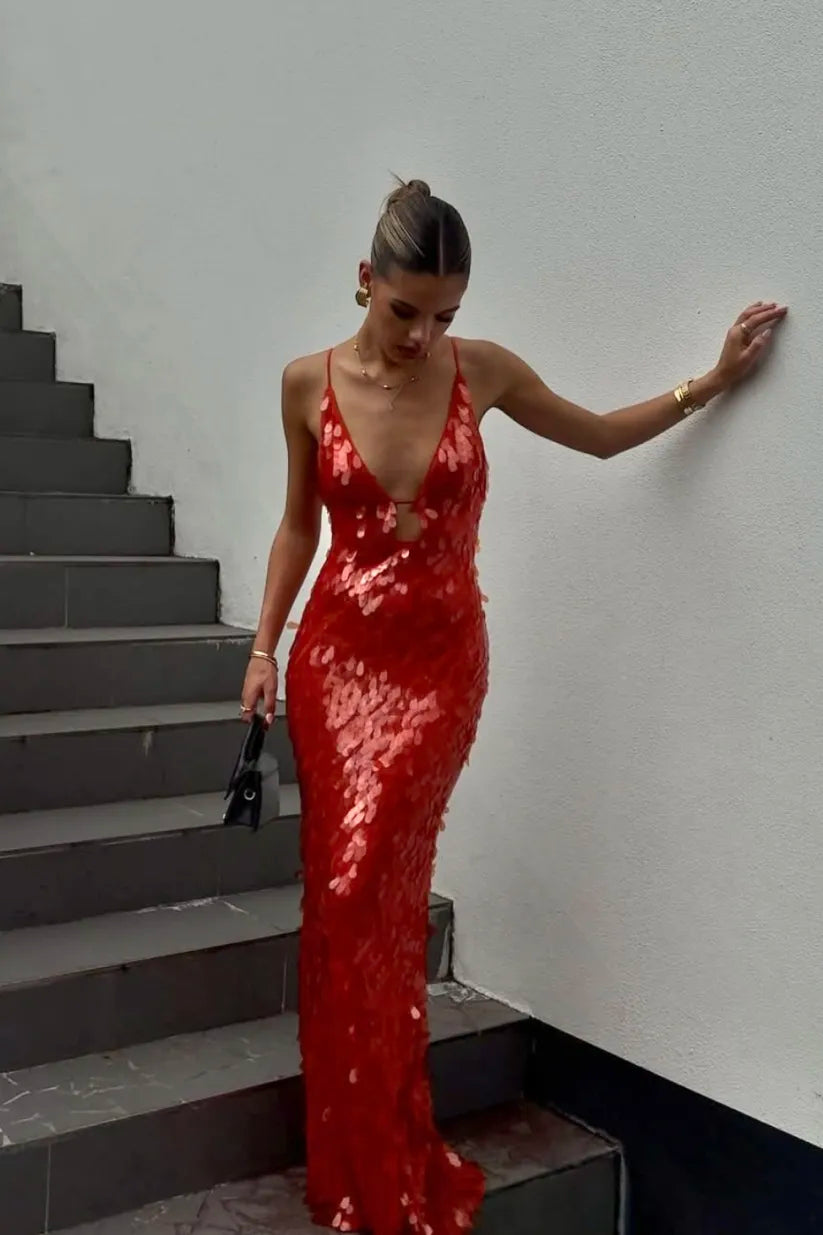 Kelany - Vestido Largo Maxi con Lentejuelas