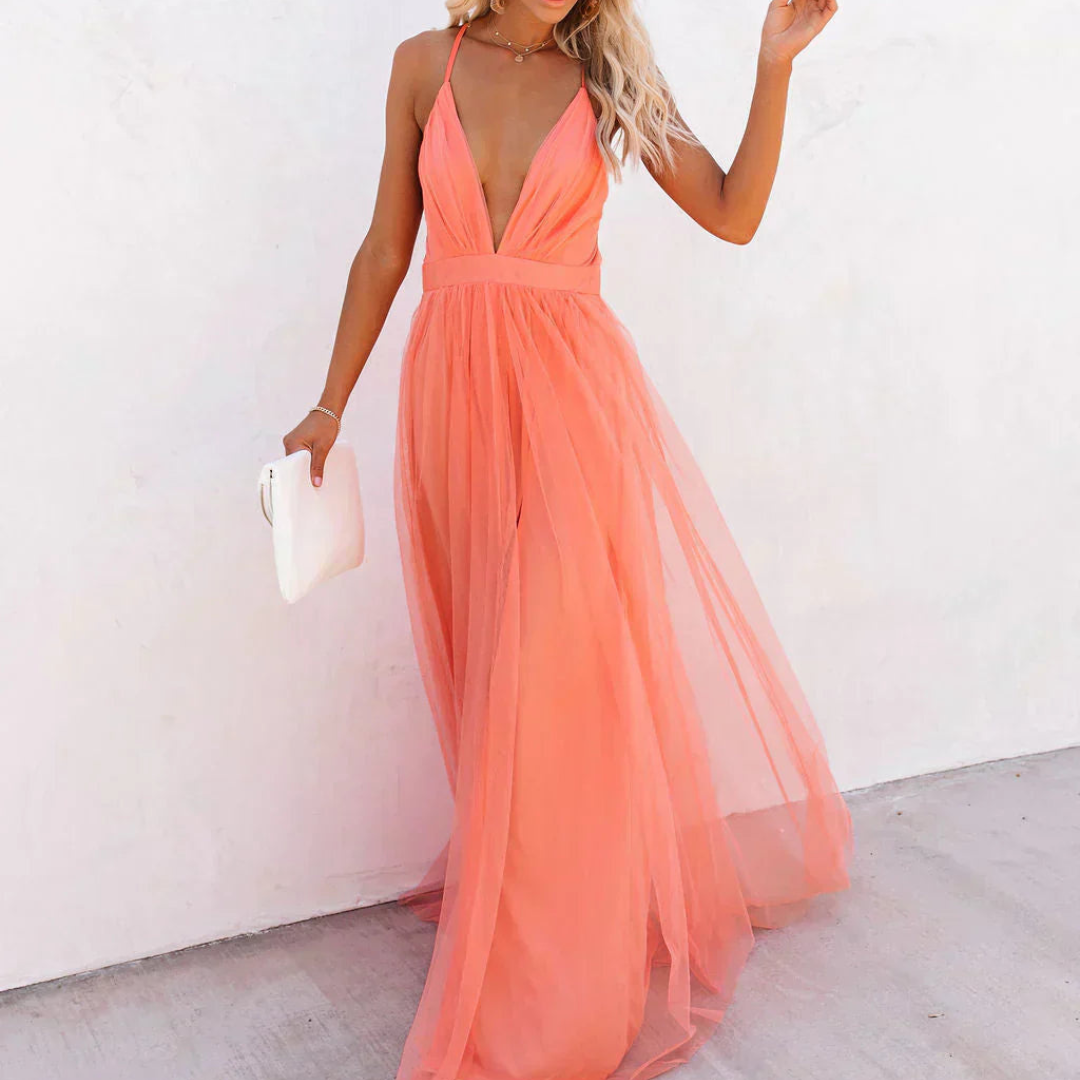Irune | Vestido Largo Coral