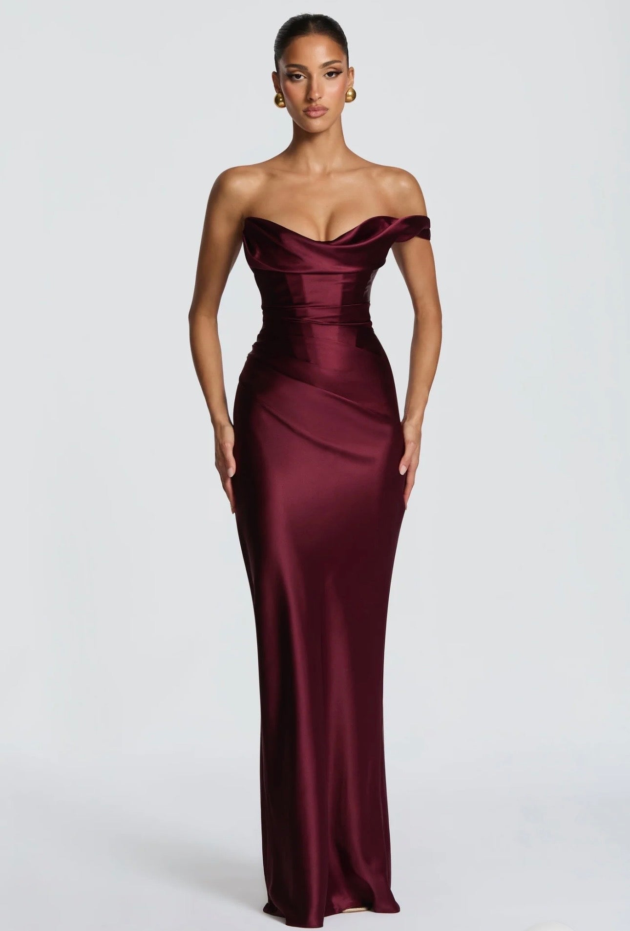 Elsa™ | Vestido Largo Monohombro en Satén con Drapeado