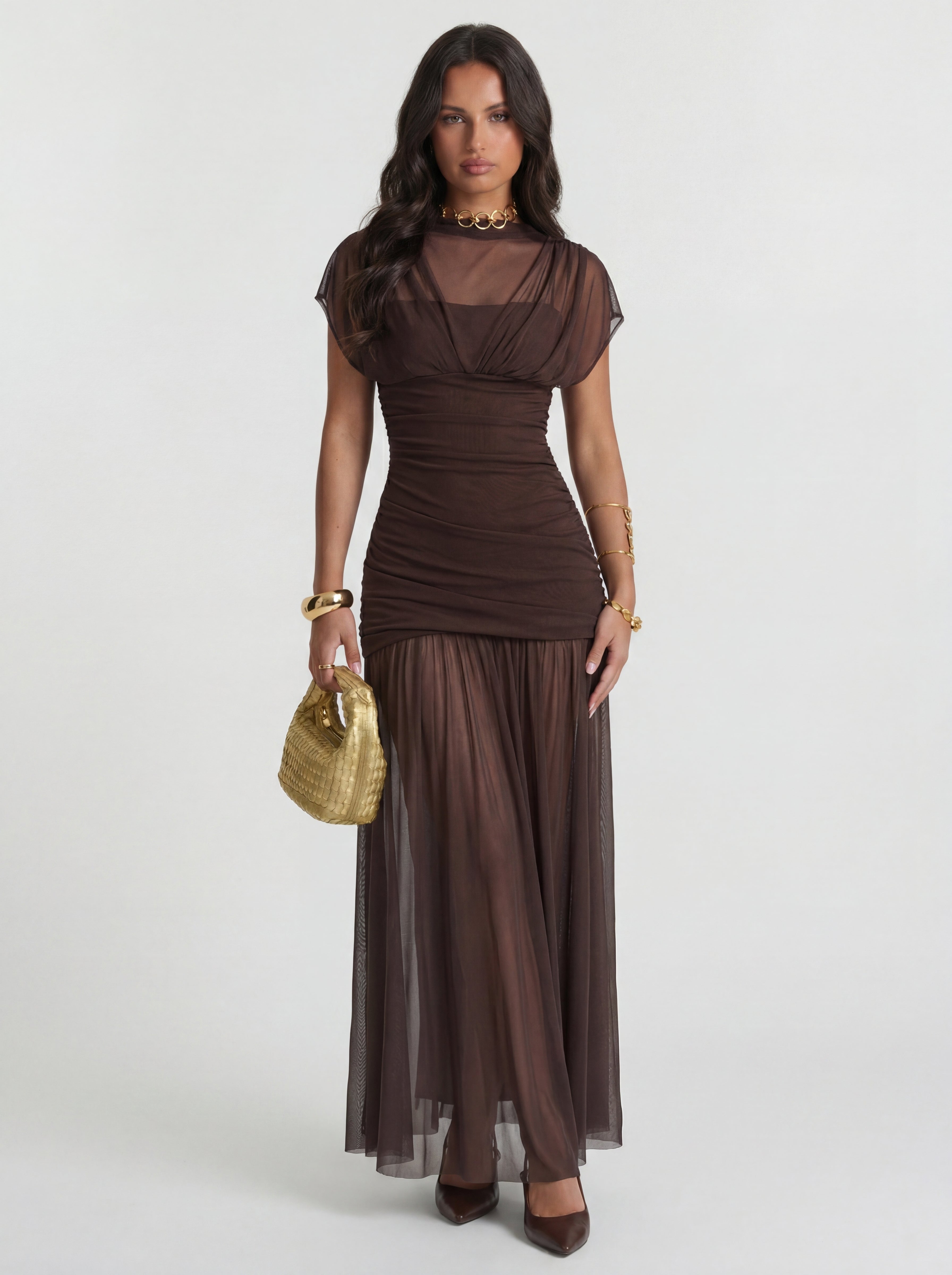 Goya - Vestido largo drapeado de diseño