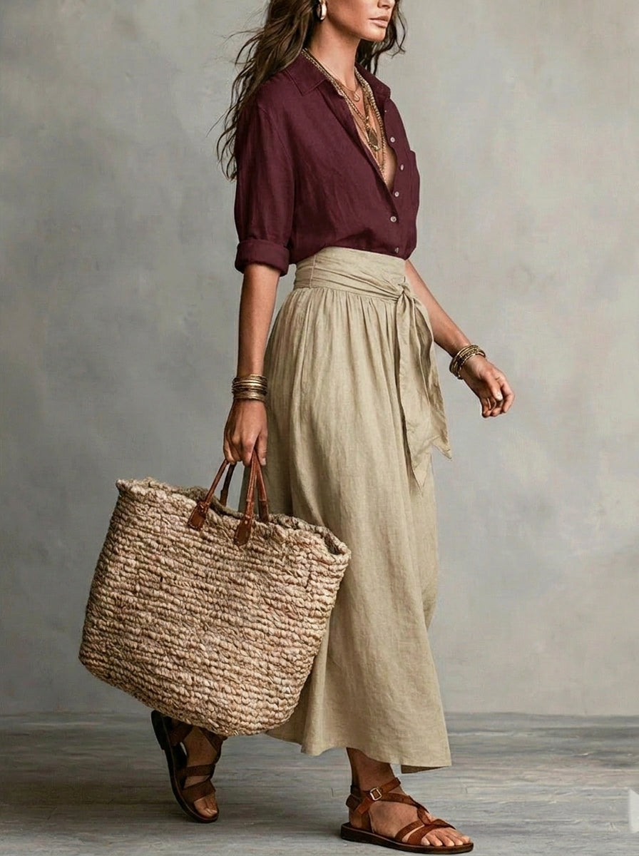 Nora | Conjunto Dos Piezas: Top Negro y Falda Midi