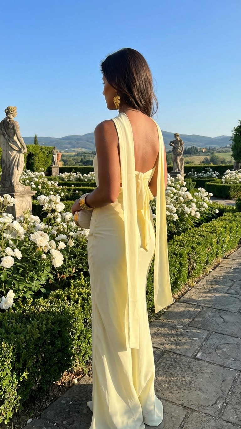 Katalina - Vestido amarillo pastel con flor