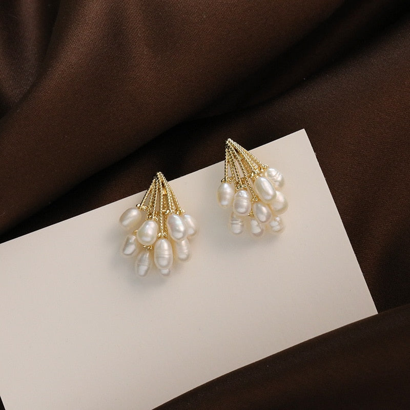 Pendientes de Perlas con Efecto Lluvia