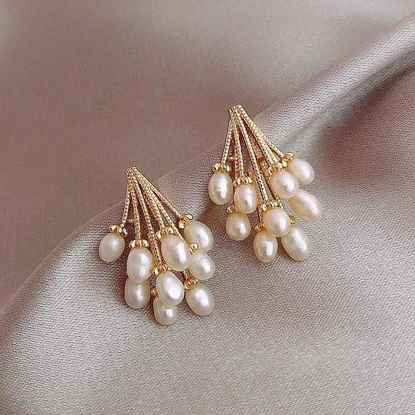 Pendientes de Perlas con Efecto Lluvia