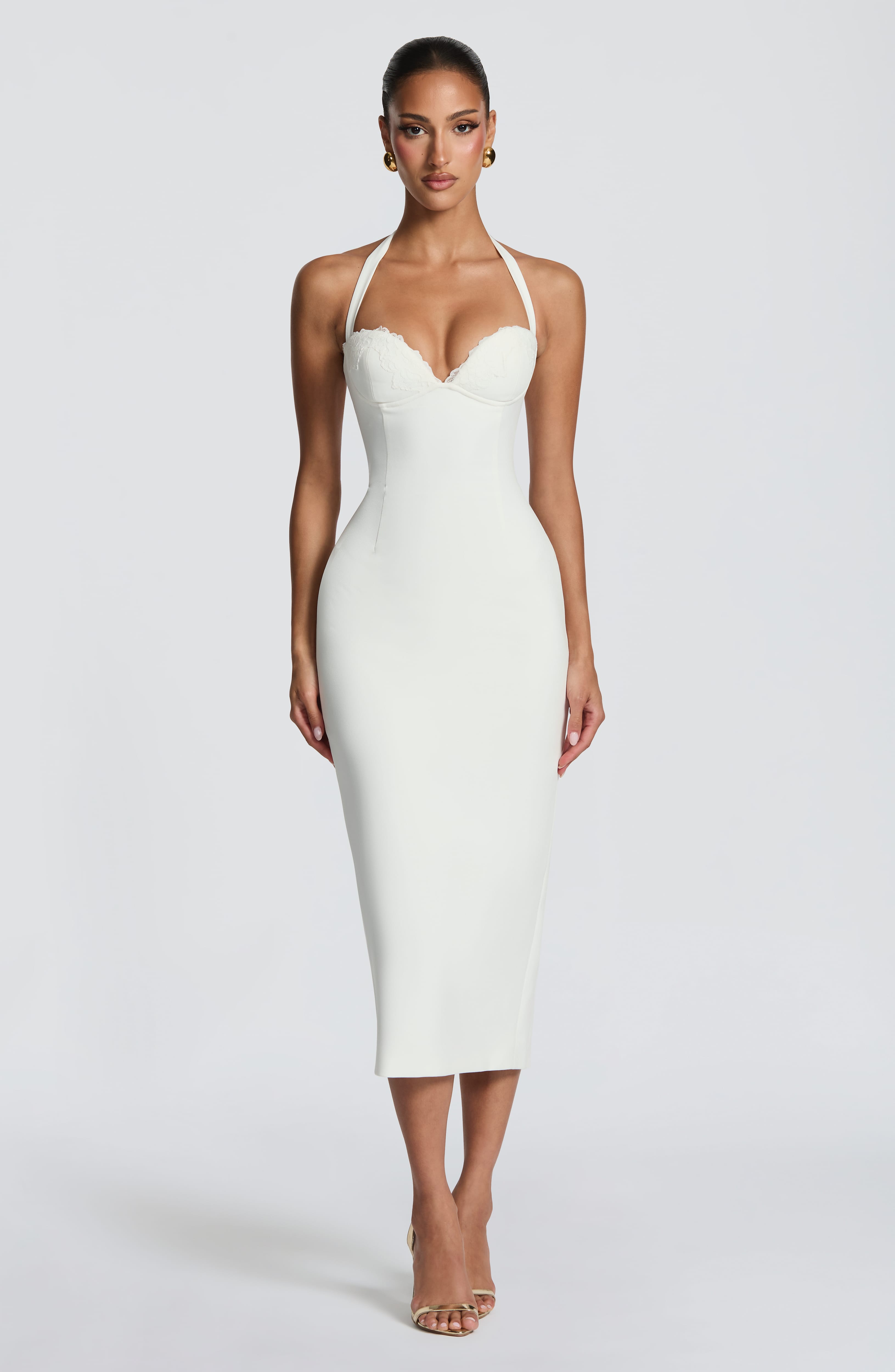 Casia™ | Vestido Midi Halter con Espalda Corsé