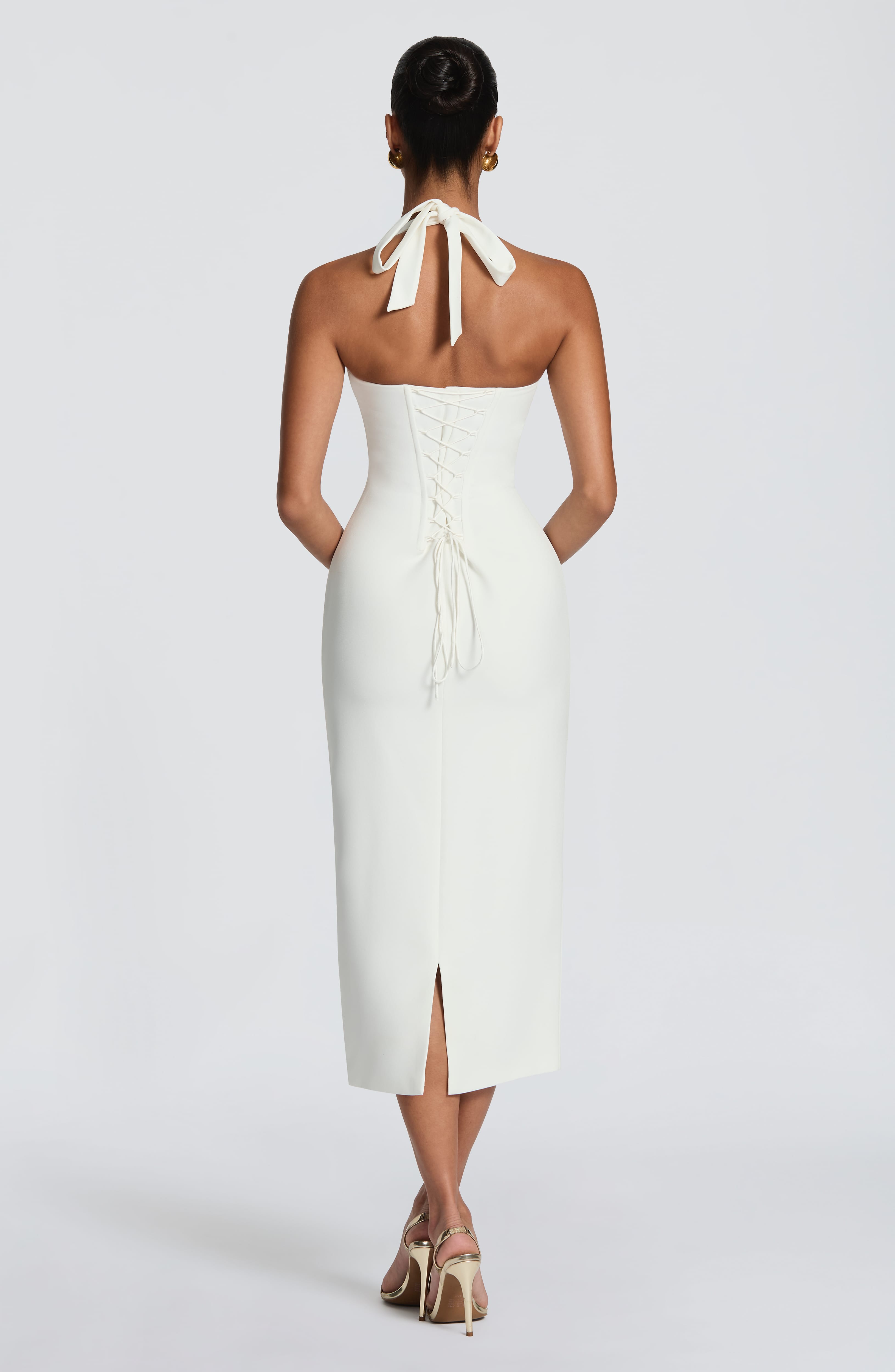 Casia™ | Vestido Midi Halter con Espalda Corsé