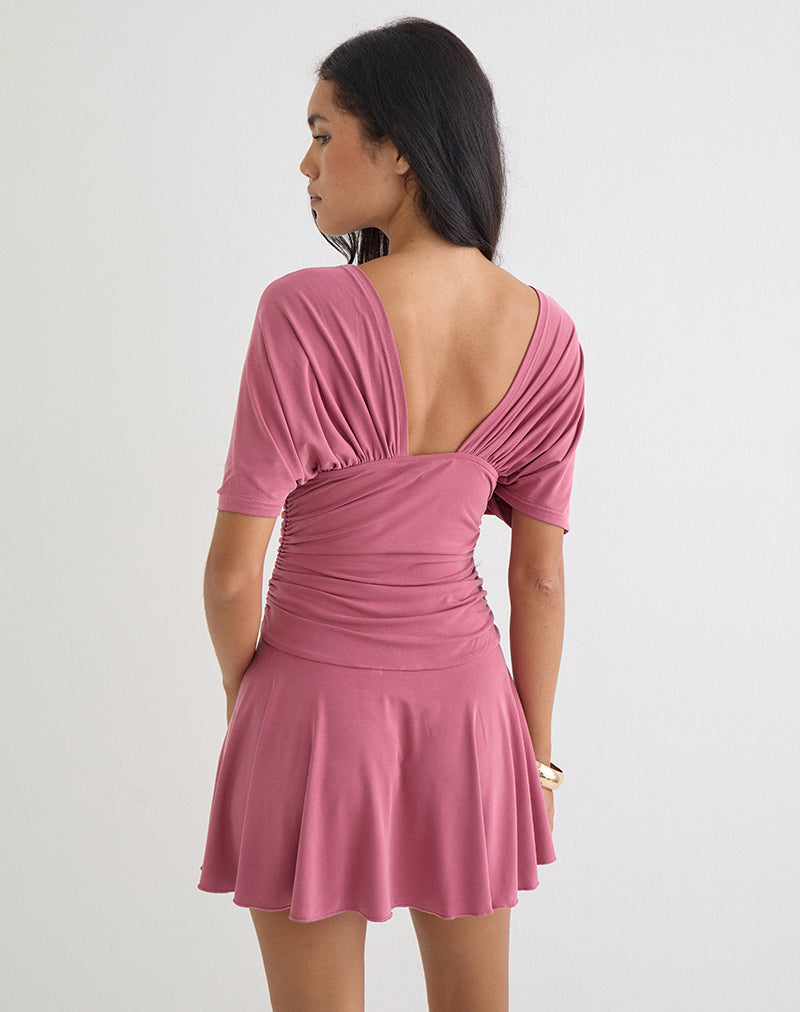 Vestido mini Sunmi en cupro color frambuesa
