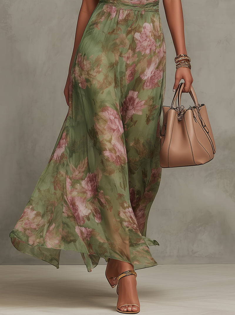 Aya | Vestido largo con estampado floral y cuello halter