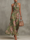 Aya | Vestido largo con estampado floral y cuello halter