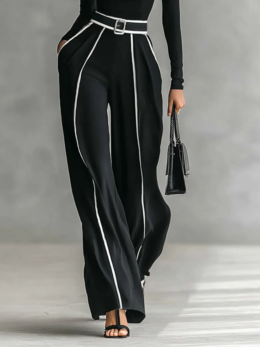 Emma | Elegante conjunto de dos piezas con cuello alto y pantalón ancho