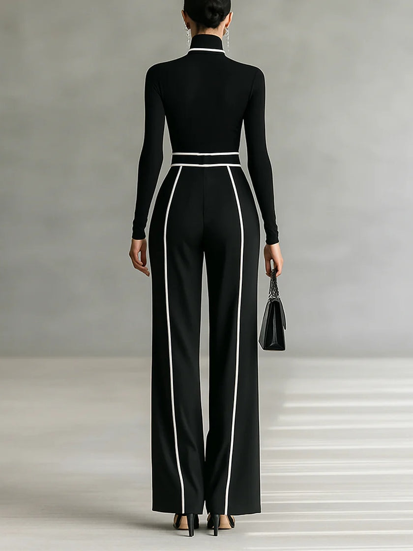 Emma | Elegante conjunto de dos piezas con cuello alto y pantalón ancho