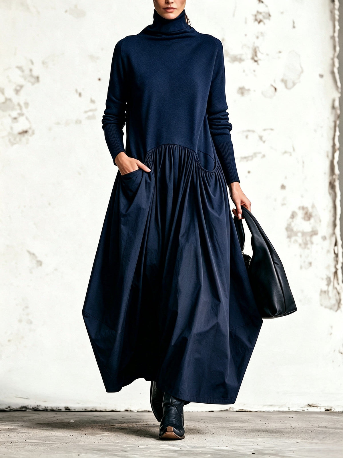 Monique | Vestido largo oversize con cuello alto
