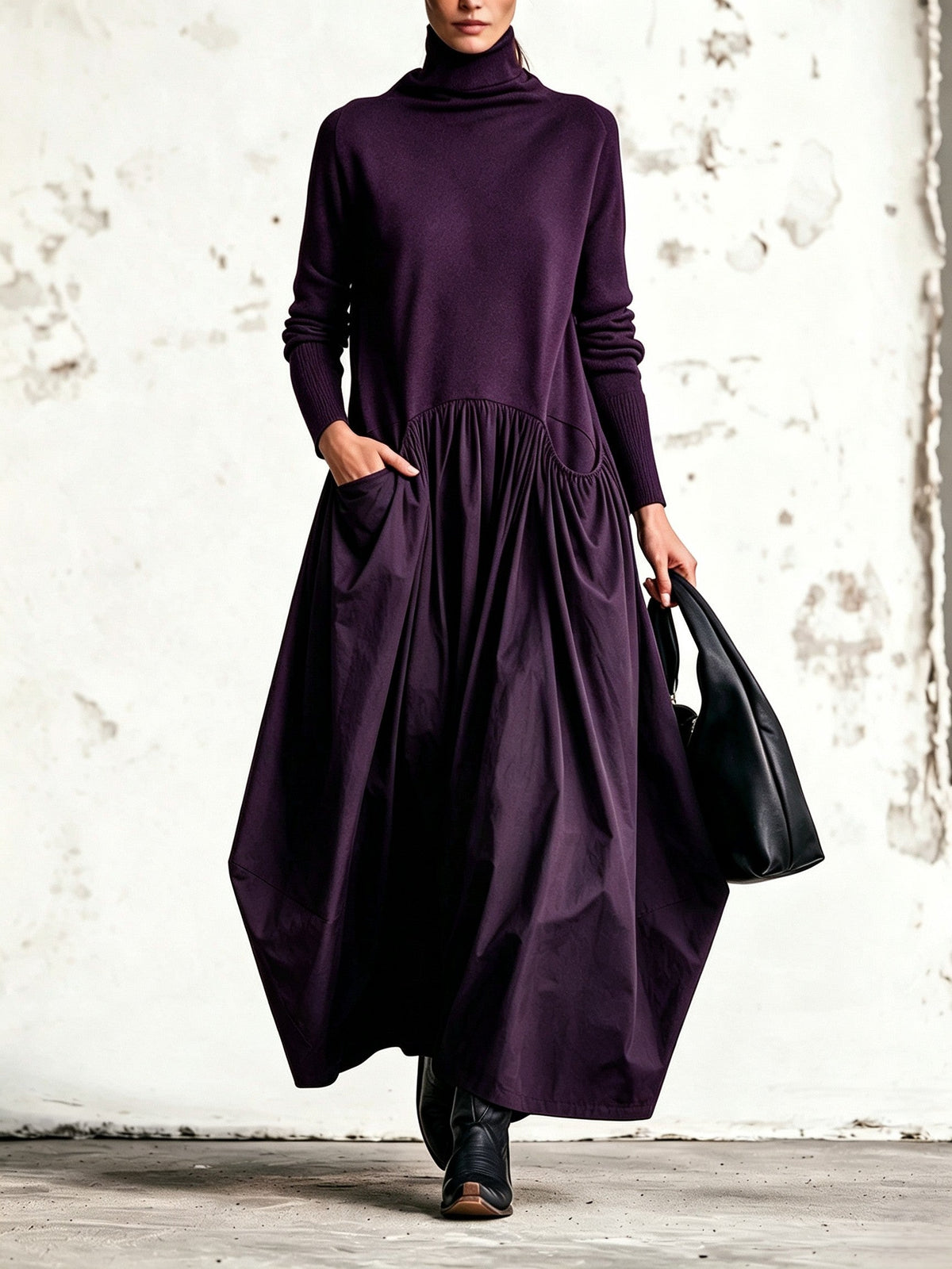 Monique | Vestido largo oversize con cuello alto