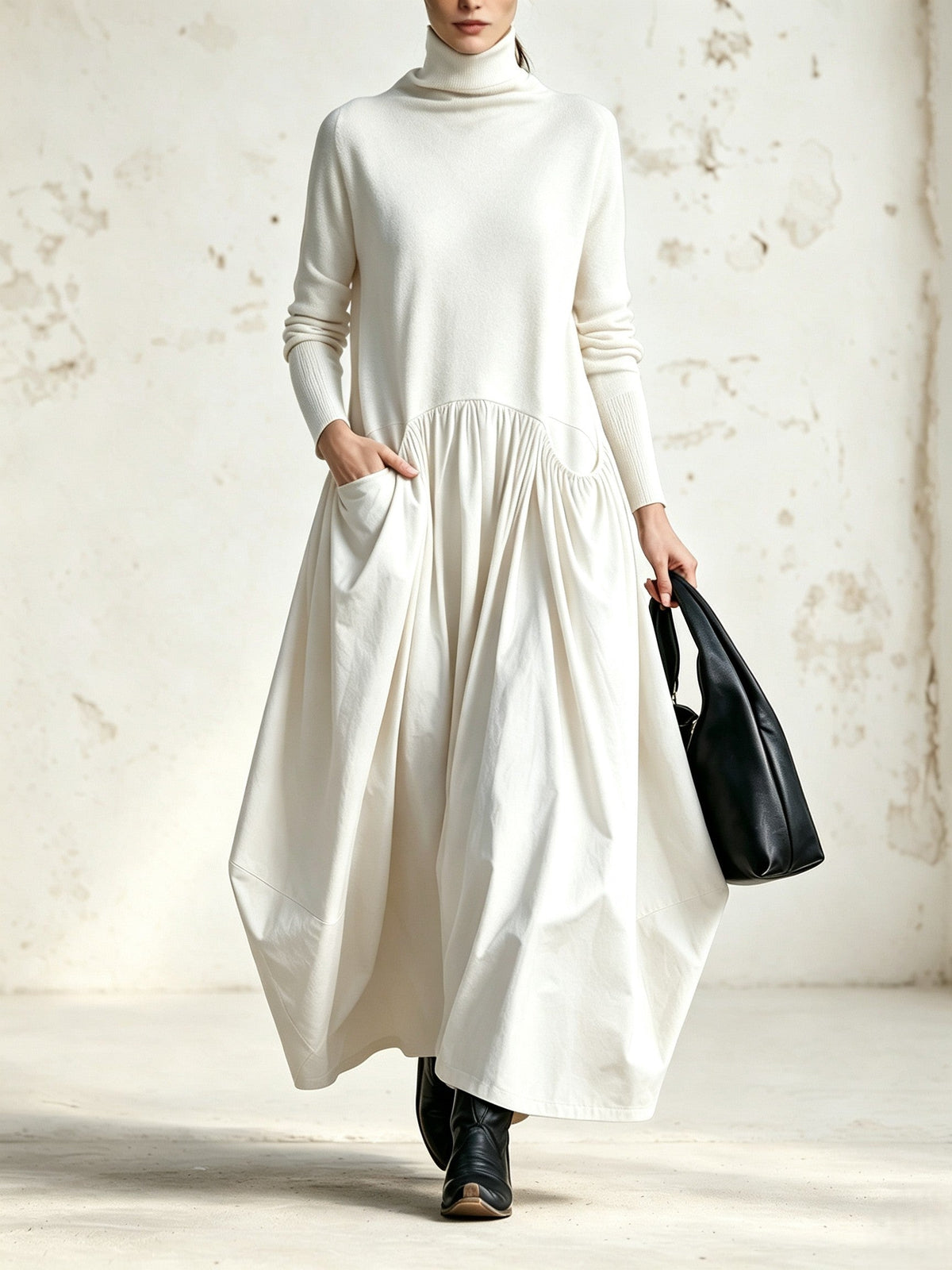 Monique | Vestido largo oversize con cuello alto