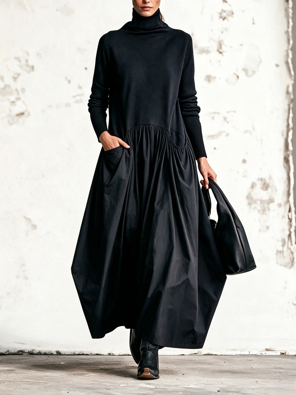 Monique | Vestido largo oversize con cuello alto