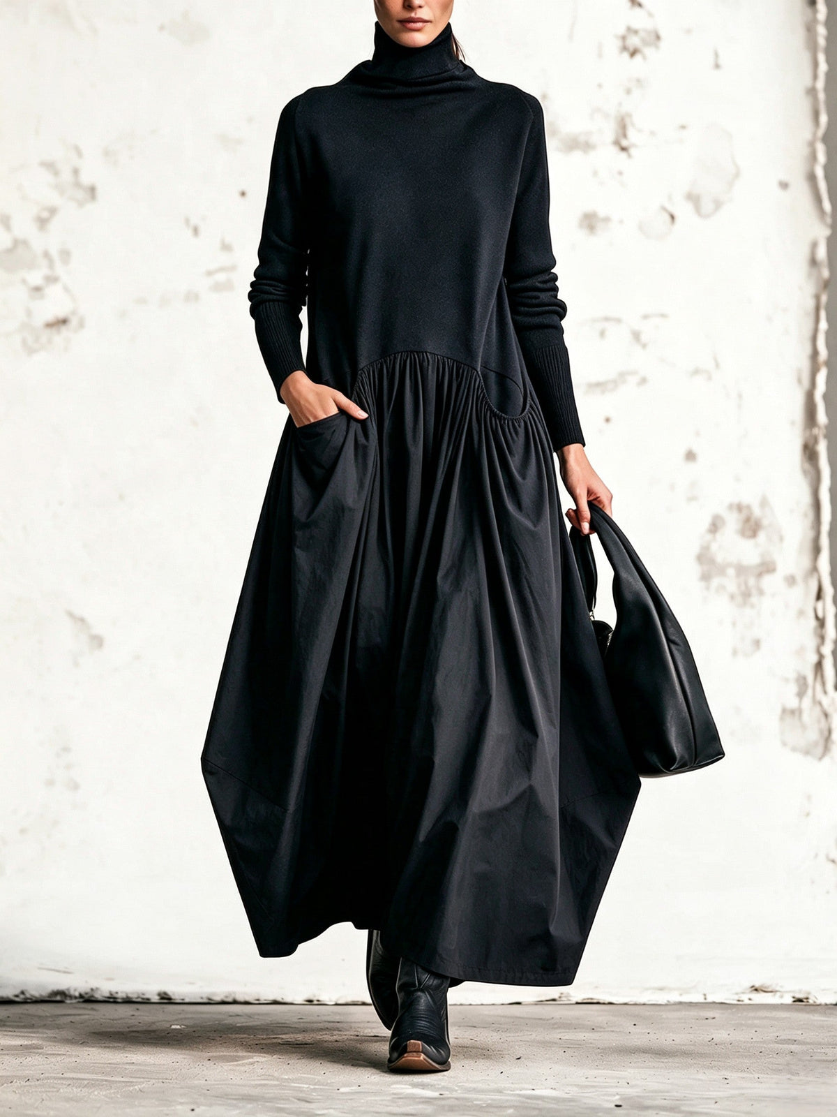 Monique | Vestido largo oversize con cuello alto