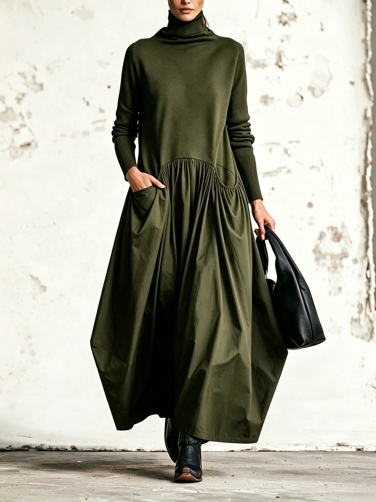 Monique | Vestido largo oversize con cuello alto