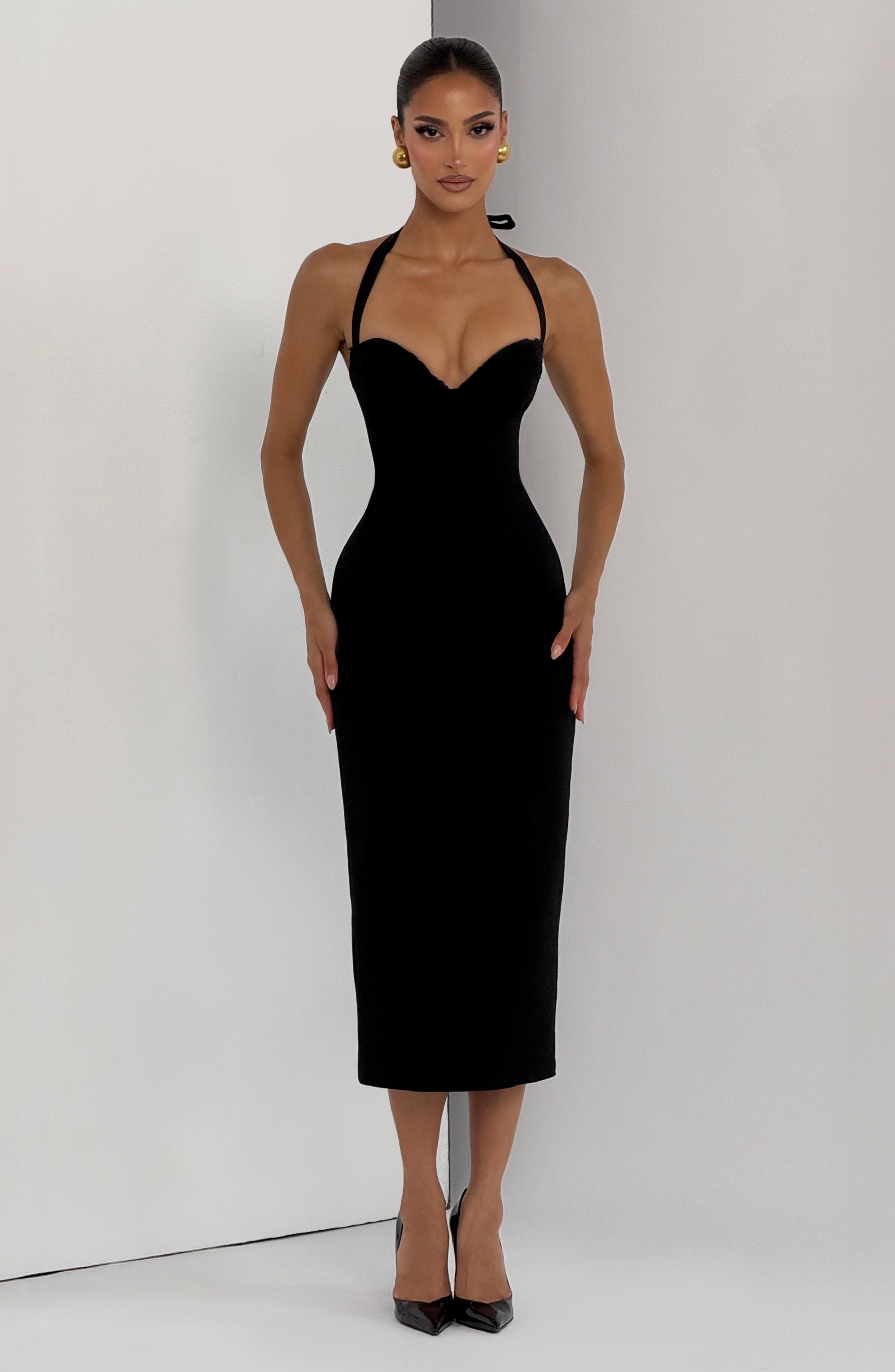 Casia™ | Vestido Midi Halter con Espalda Corsé