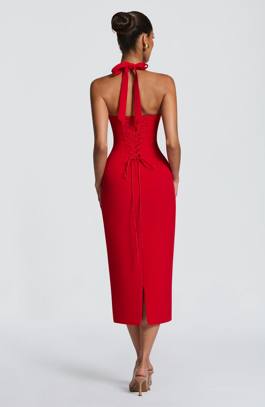 Casia™ | Vestido Midi Halter con Espalda Corsé