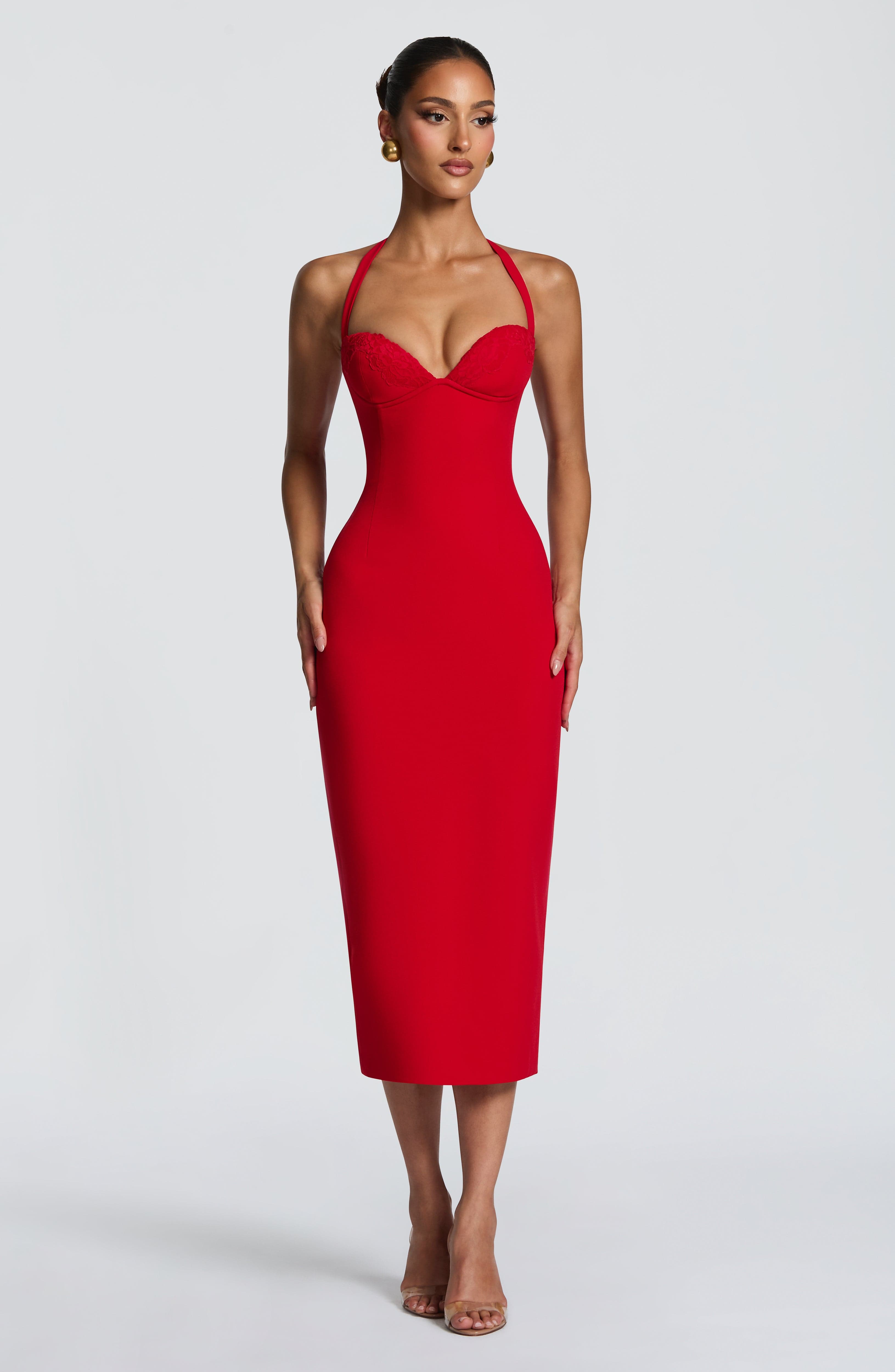 Casia™ | Vestido Midi Halter con Espalda Corsé
