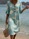 Vestido Celeste  Elegancia floral