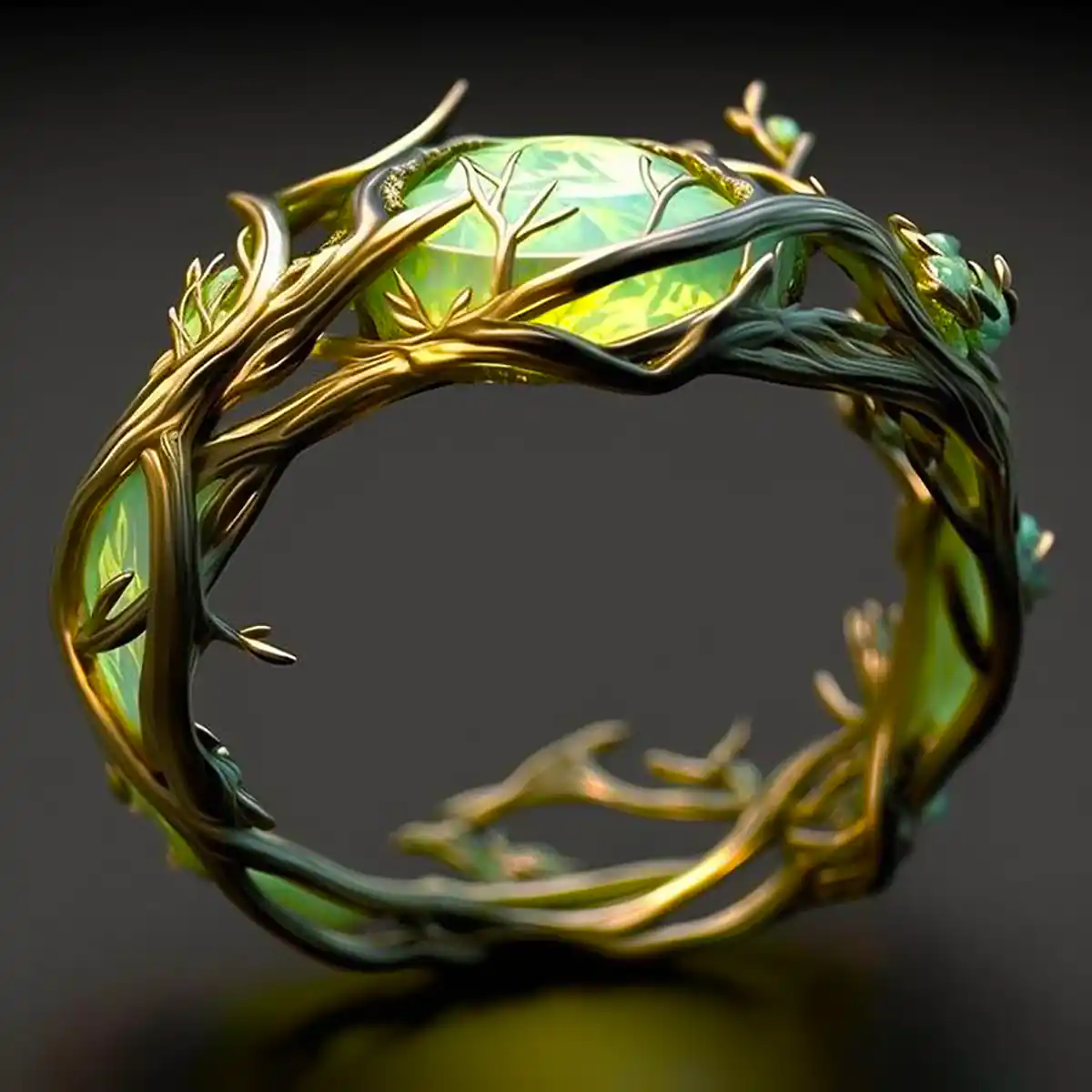 Anillo de ópalo verde natural, elegante y deslumbrante