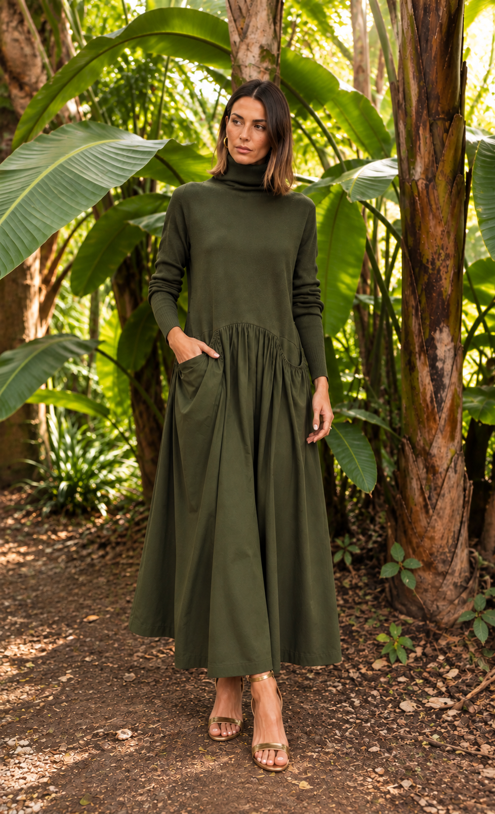 Monique | Vestido largo oversize con cuello alto