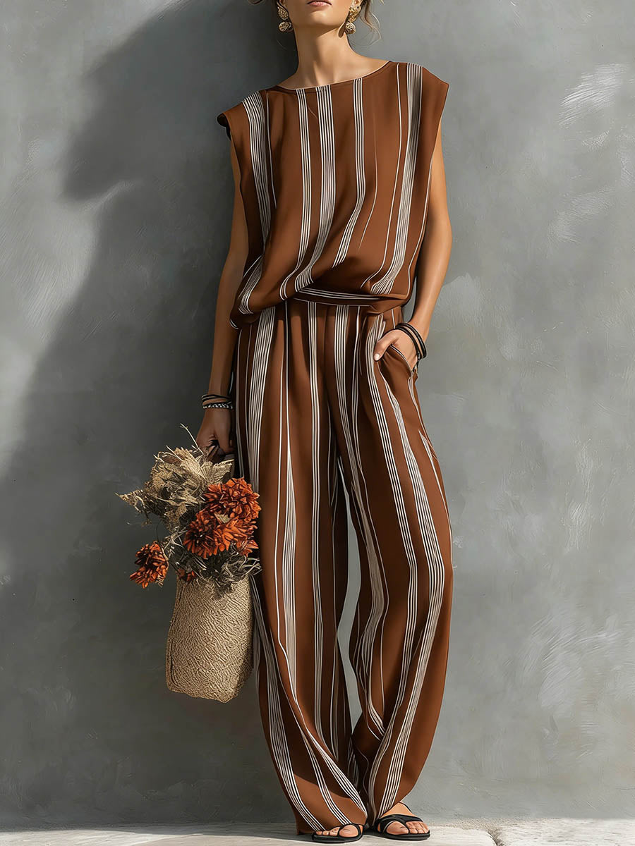 Irene | Conjunto fluido: top sin mangas y pantalón ancho para un estilo elegante y cómodo