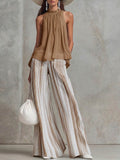 Clara | Conjunto sofisticado con top fluido y pantalón a rayas