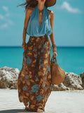Calira | Mono halter de tela fluida con estampado