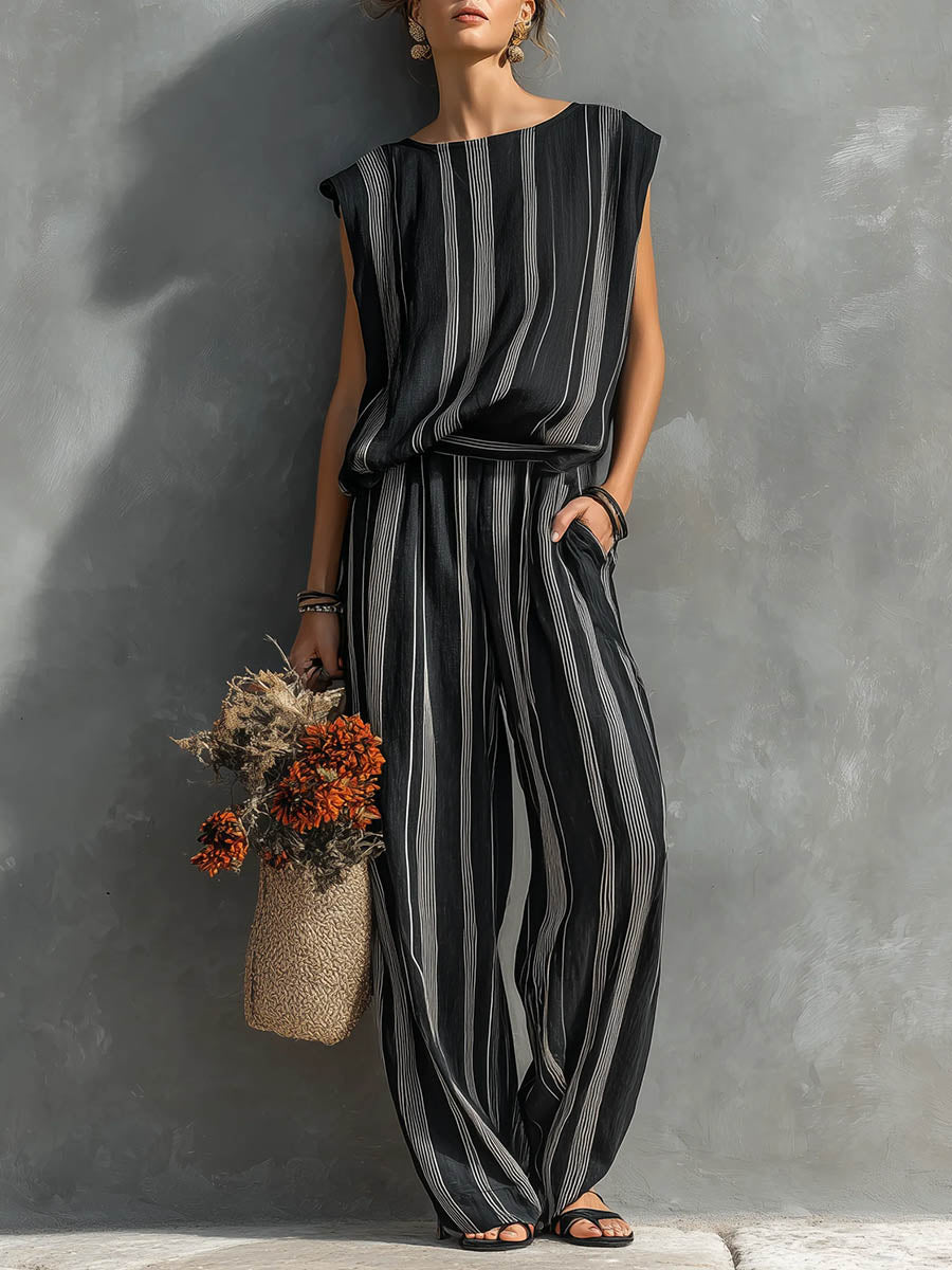 Irene | Conjunto fluido: top sin mangas y pantalón ancho para un estilo elegante y cómodo