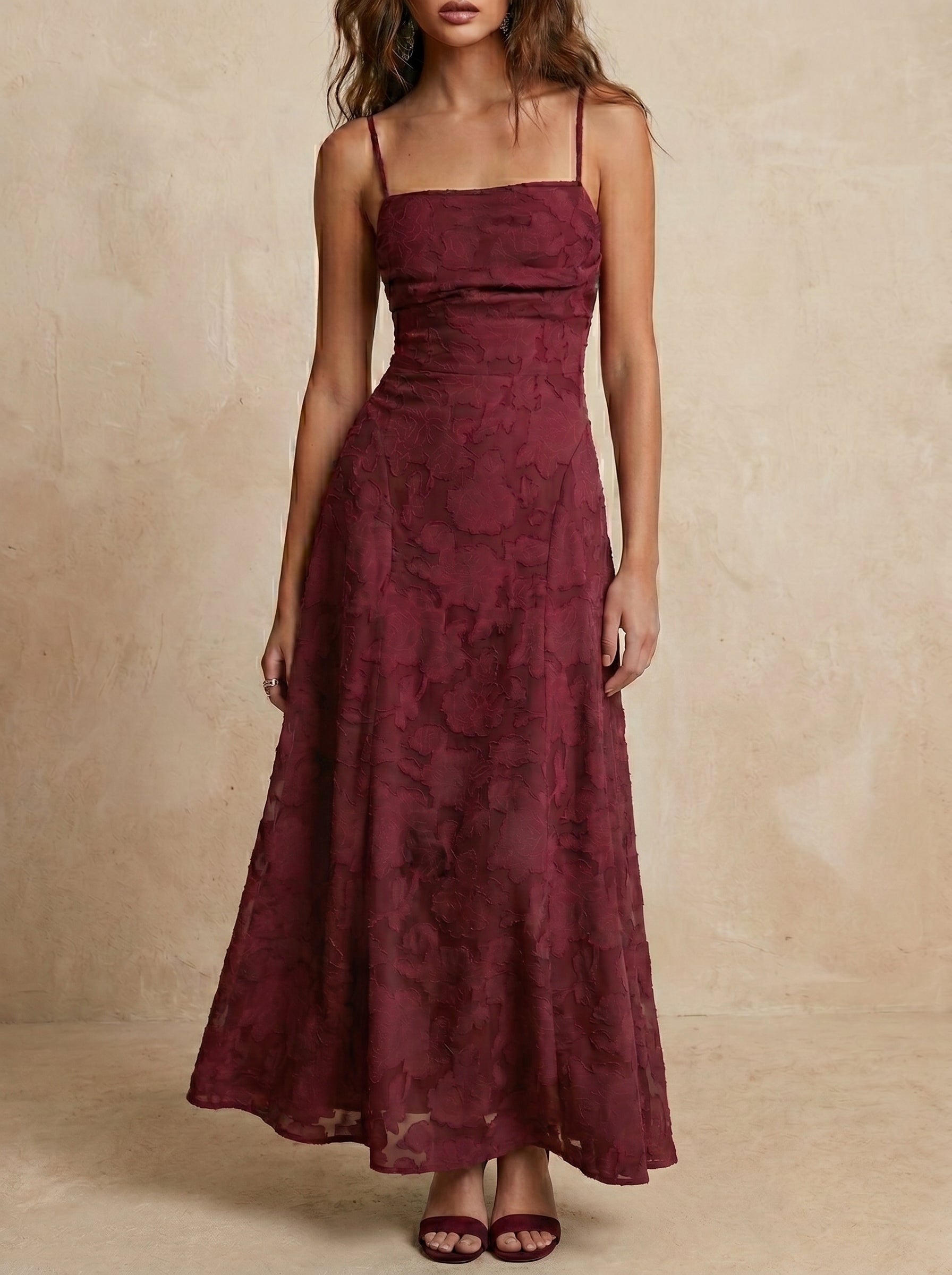 Lea™ | Vestido Jacquard Slip Maxi