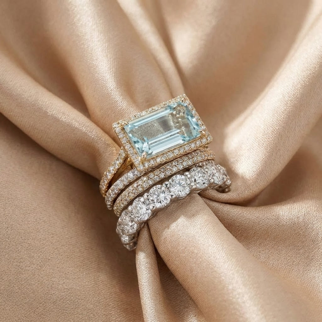 Conjunto de Anillos Vintage en Plata con Vidrio Turquesa - Elegancia Retro