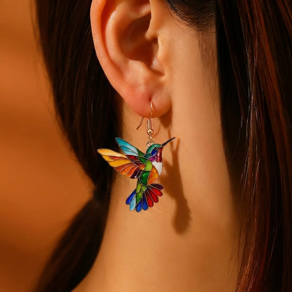 Collar de Colibrí con Aretes a Juego - Regalo Perfecto