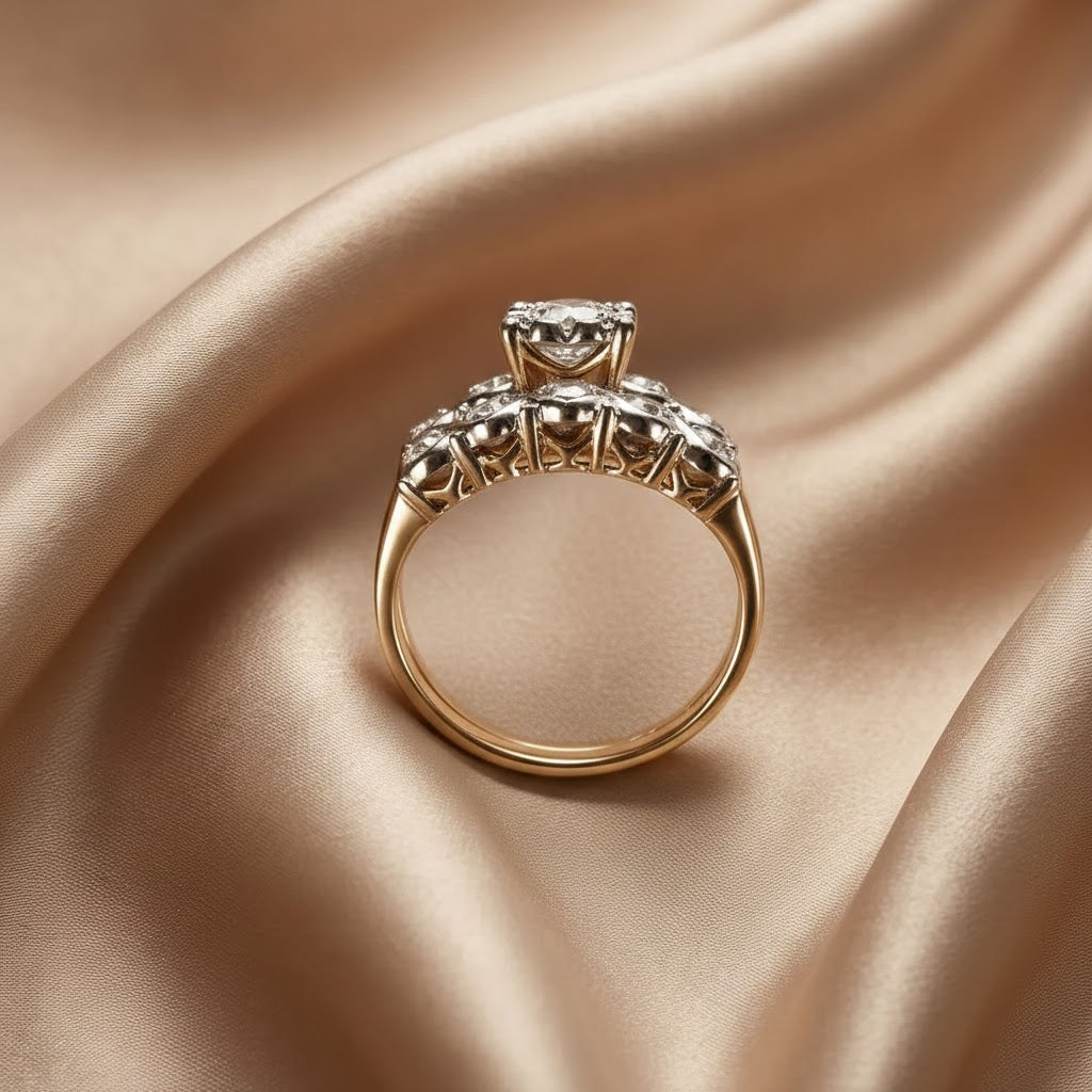 Anillo Vintage de Oro Brillante – Elegancia Clásica y Atemporal