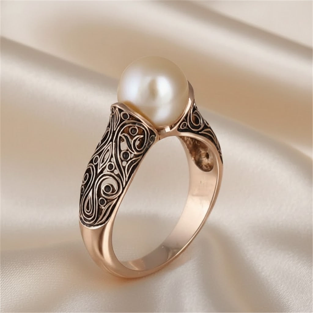 Anillo de Oro Vintage con Perla